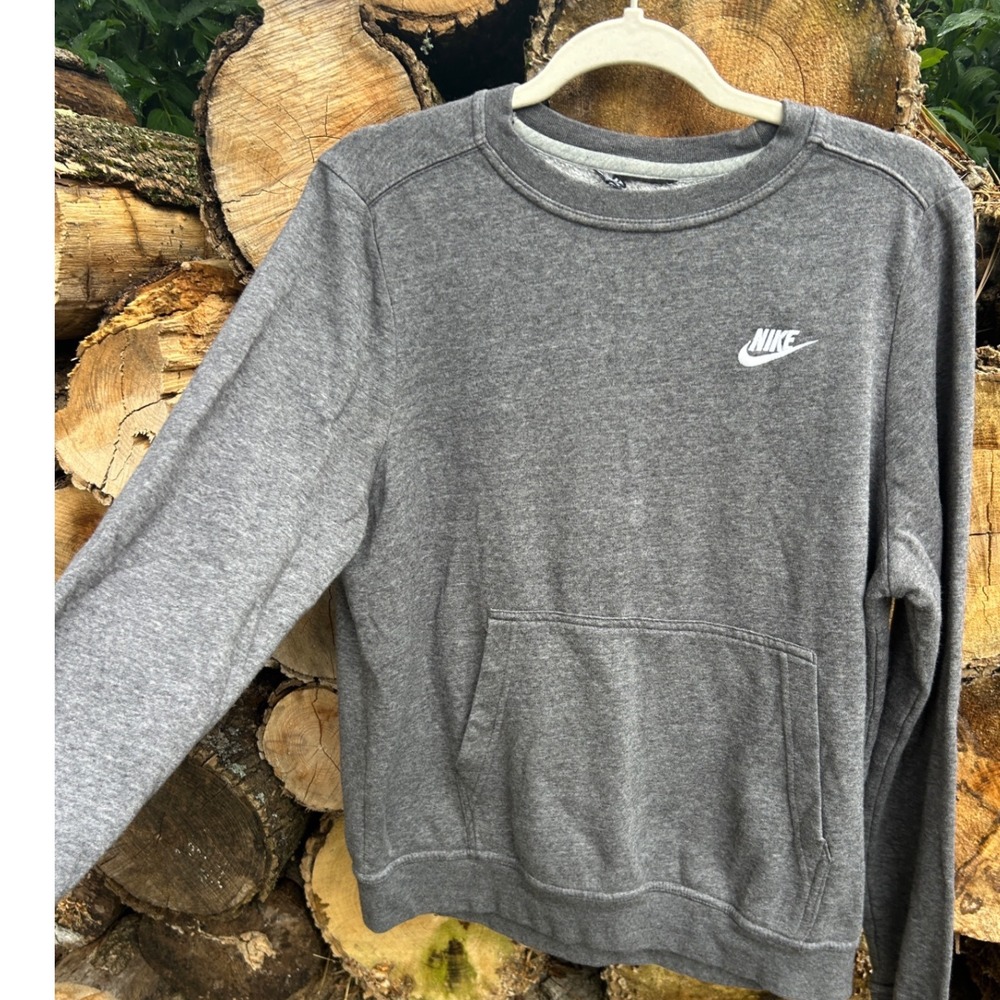 Nikeā Sportswear Crewneck Sweatshirt Gray Women's Small Swoosh Pocket Casual Y2K